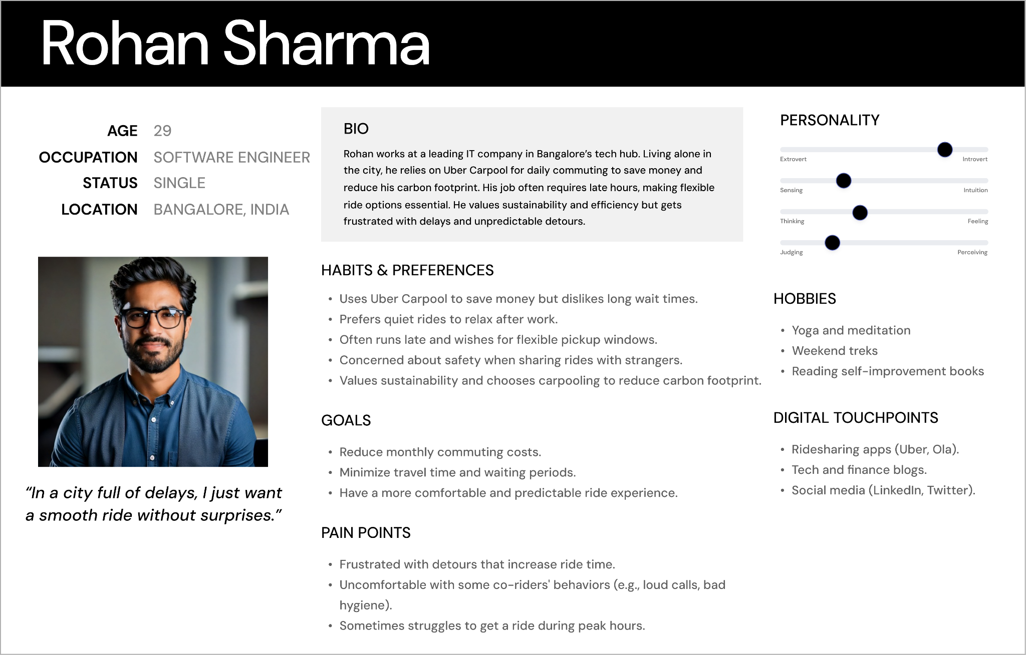 User Personas - Uber Carpooling